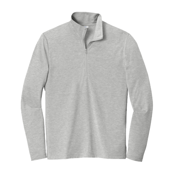 Sport Tek PosiCharge ® Tri Blend Wicking 1/4 Zip Pullover, Light Grey Heather, Front view