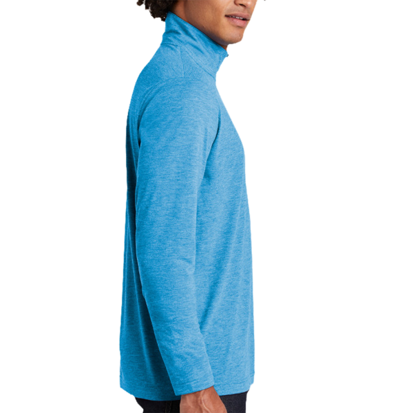 Sport Tek PosiCharge ® Tri Blend Wicking 1/4 Zip Pullover, Pond Blue Heather, Right Sleeve view