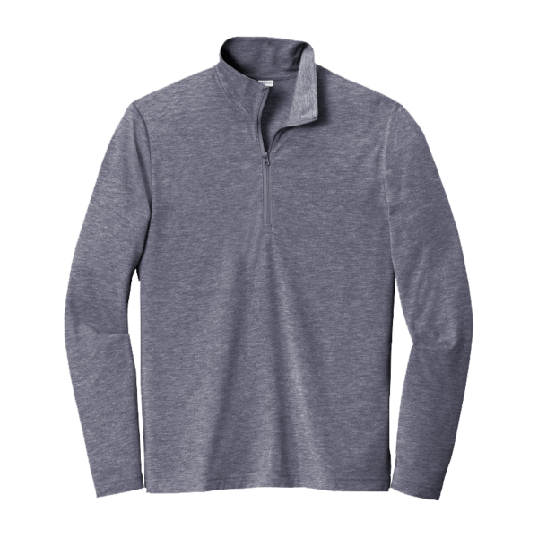 Sport Tek PosiCharge ® Tri Blend Wicking 1/4 Zip Pullover, True Navy Heather, Front view