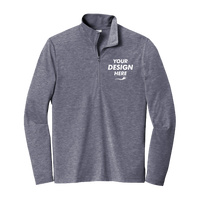 Sport Tek PosiCharge ® Tri Blend Wicking 1/4 Zip Pullover, True Navy Heather, Front view, Mockup