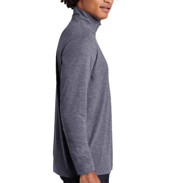 Sport Tek PosiCharge ® Tri Blend Wicking 1/4 Zip Pullover, True Navy Heather, Right Sleeve view