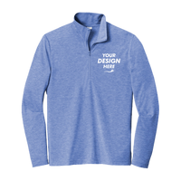 Sport Tek PosiCharge ® Tri Blend Wicking 1/4 Zip Pullover, True Royal Heather, Front view, Mockup