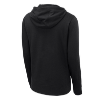 Sport Tek PosiCharge ® Tri Blend Wicking Fleece Full Zip Hooded Jacket, Black Triad Solid, Back view