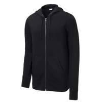 Sport Tek PosiCharge ® Tri Blend Wicking Fleece Full Zip Hooded Jacket, Black Triad Solid, Front view