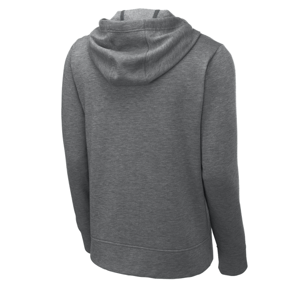 Sport Tek PosiCharge ® Tri Blend Wicking Fleece Full Zip Hooded Jacket, Dark Grey Heather, Back view