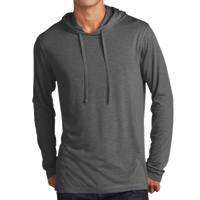 Sport Tek PosiCharge ® Tri Blend Wicking Long Sleeve Hoodie, Dark Grey Heather, Front view