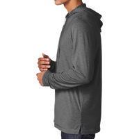Sport Tek PosiCharge ® Tri Blend Wicking Long Sleeve Hoodie, Dark Grey Heather, Left Sleeve view
