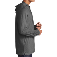 Sport Tek PosiCharge ® Tri Blend Wicking Long Sleeve Hoodie, Dark Grey Heather, Right Sleeve view