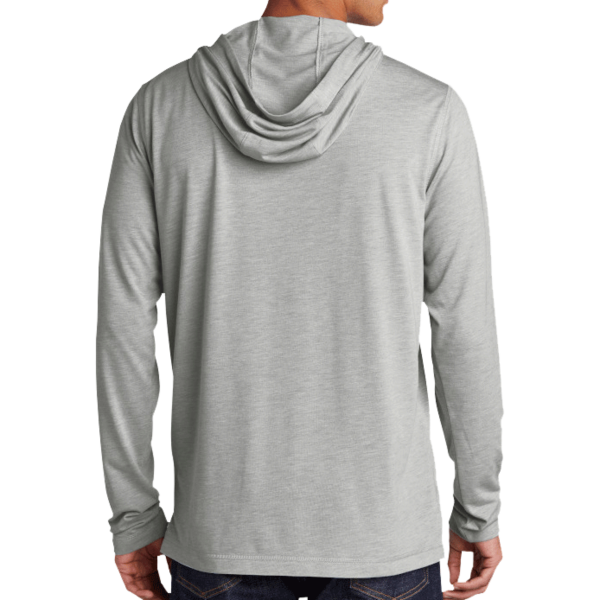 Sport Tek PosiCharge ® Tri Blend Wicking Long Sleeve Hoodie, Light Grey Heather, Back view