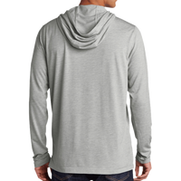 Sport Tek PosiCharge ® Tri Blend Wicking Long Sleeve Hoodie, Light Grey Heather, Back view