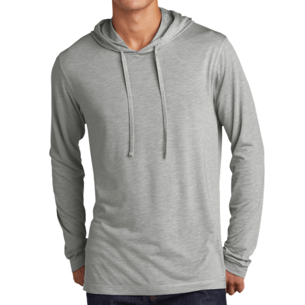 Sport Tek PosiCharge ® Tri Blend Wicking Long Sleeve Hoodie, Light Grey Heather, Front view