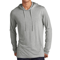 Sport Tek PosiCharge ® Tri Blend Wicking Long Sleeve Hoodie, Light Grey Heather, Front view
