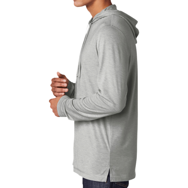 Sport Tek PosiCharge ® Tri Blend Wicking Long Sleeve Hoodie, Light Grey Heather, Left Sleeve view