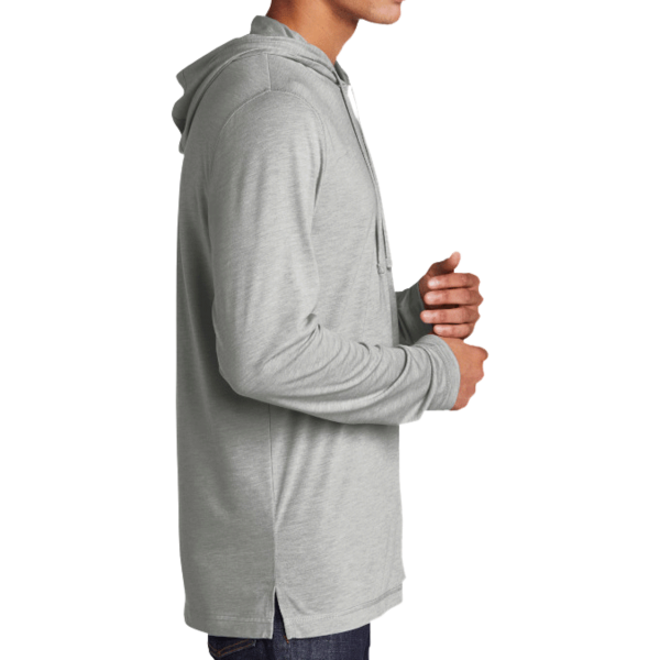 Sport Tek PosiCharge ® Tri Blend Wicking Long Sleeve Hoodie, Light Grey Heather, Right Sleeve view