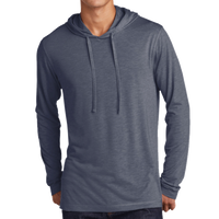 Sport Tek PosiCharge ® Tri Blend Wicking Long Sleeve Hoodie, True Navy Heather, Front view