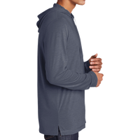 Sport Tek PosiCharge ® Tri Blend Wicking Long Sleeve Hoodie, True Navy Heather, Right Sleeve view