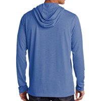 Sport Tek PosiCharge ® Tri Blend Wicking Long Sleeve Hoodie, True Royal Heather, Back view