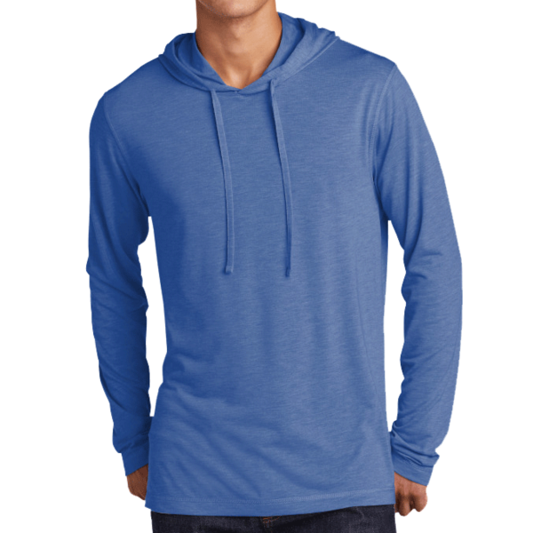Sport Tek PosiCharge ® Tri Blend Wicking Long Sleeve Hoodie, True Royal Heather, Front view