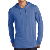 Sport Tek PosiCharge ® Tri Blend Wicking Long Sleeve Hoodie, True Royal Heather, Front view