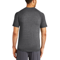 Sport Tek PosiCharge ® Tri Blend Wicking Raglan Tee, Dark Grey Heather / Dark Grey Heather, Back view