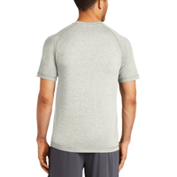 Sport Tek PosiCharge ® Tri Blend Wicking Raglan Tee, Light Grey Heather / Light Grey Heather, Back view