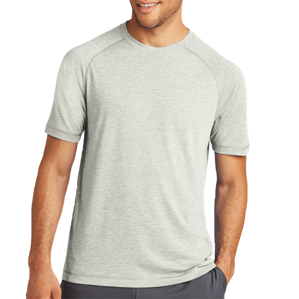 Sport Tek PosiCharge ® Tri Blend Wicking Raglan Tee, Light Grey Heather / Light Grey Heather, Front view