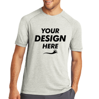 Sport Tek PosiCharge ® Tri Blend Wicking Raglan Tee, Light Grey Heather / Light Grey Heather, Front view, Mockup