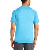 Sport Tek PosiCharge ® Tri Blend Wicking Raglan Tee, Pond Blue Heather / Pond Blue Heather, Back view