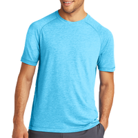 Sport Tek PosiCharge ® Tri Blend Wicking Raglan Tee, Pond Blue Heather / Pond Blue Heather, Front view