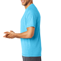 Sport Tek PosiCharge ® Tri Blend Wicking Raglan Tee, Pond Blue Heather / Pond Blue Heather, Left Sleeve view