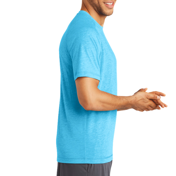 Sport Tek PosiCharge ® Tri Blend Wicking Raglan Tee, Pond Blue Heather / Pond Blue Heather, Right Sleeve view