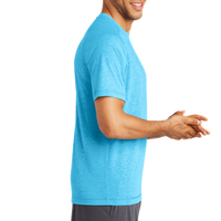 Sport Tek PosiCharge ® Tri Blend Wicking Raglan Tee, Pond Blue Heather / Pond Blue Heather, Right Sleeve view