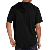 Sport Tek PosiCharge ® Tri Blend Wicking Short Sleeve Hoodie, Black Triad Solid, Back view