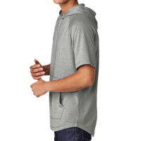 Sport Tek PosiCharge ® Tri Blend Wicking Short Sleeve Hoodie, Light Grey Heather, Left Sleeve view
