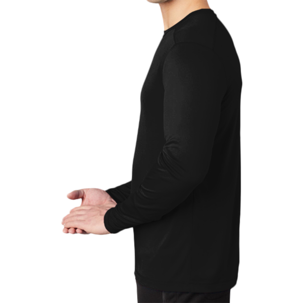 Sport Tek Posi UV ® Pro Long Sleeve Tee, Black, Left Sleeve view