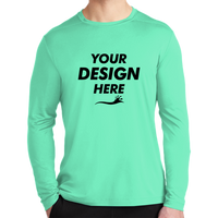 Sport Tek Posi UV ® Pro Long Sleeve Tee, Bright Seafoam, Front view, Mockup