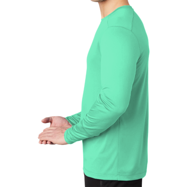 Sport Tek Posi UV ® Pro Long Sleeve Tee, Bright Seafoam, Left Sleeve view
