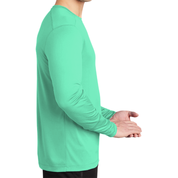 Sport Tek Posi UV ® Pro Long Sleeve Tee, Bright Seafoam, Right Sleeve view