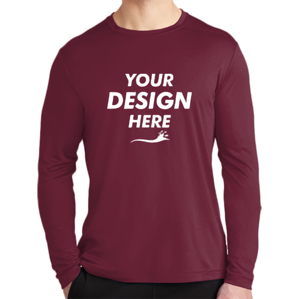 Sport Tek Posi UV ® Pro Long Sleeve Tee, Cardinal, Front view, Mockup