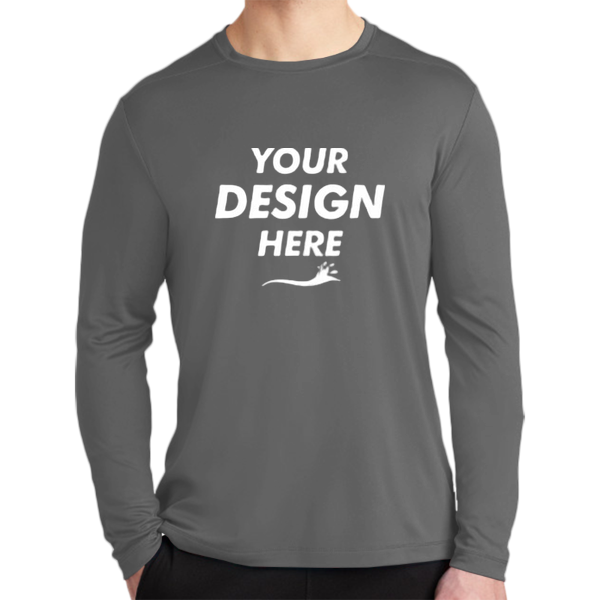 Sport Tek Posi UV ® Pro Long Sleeve Tee, Dark Smoke Grey, Front view, Mockup