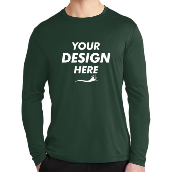 Sport Tek Posi UV ® Pro Long Sleeve Tee, Forest Green, Front view, Mockup