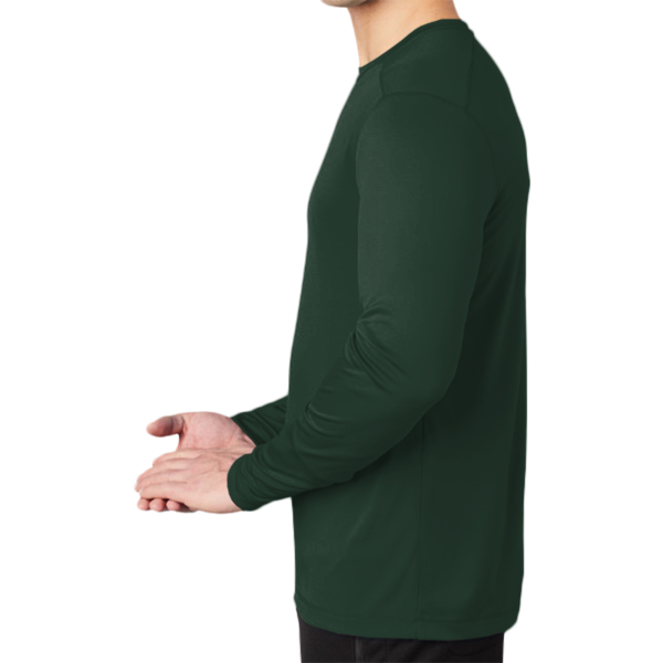 Sport Tek Posi UV ® Pro Long Sleeve Tee, Forest Green, Left Sleeve view