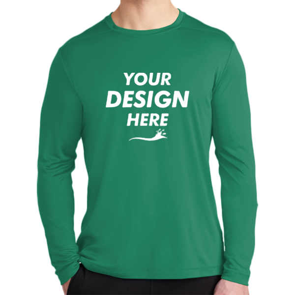 Sport Tek Posi UV ® Pro Long Sleeve Tee, Kelly Green, Front view, Mockup