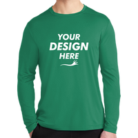Sport Tek Posi UV ® Pro Long Sleeve Tee, Kelly Green, Front view, Mockup
