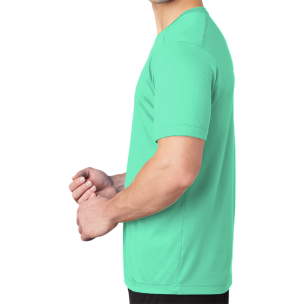 Sport Tek Posi UV ® Pro Tee, Bright Seafoam, Left Sleeve view