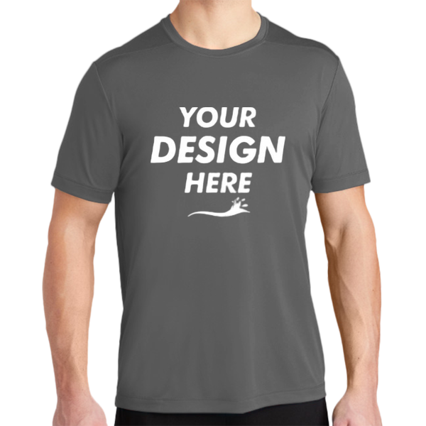 Sport Tek Posi UV ® Pro Tee, Dark Smoke Grey, Front view, Mockup