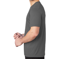 Sport Tek Posi UV ® Pro Tee, Dark Smoke Grey, Left Sleeve view