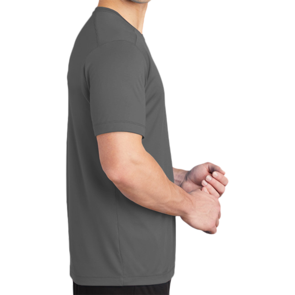 Sport Tek Posi UV ® Pro Tee, Dark Smoke Grey, Right Sleeve view