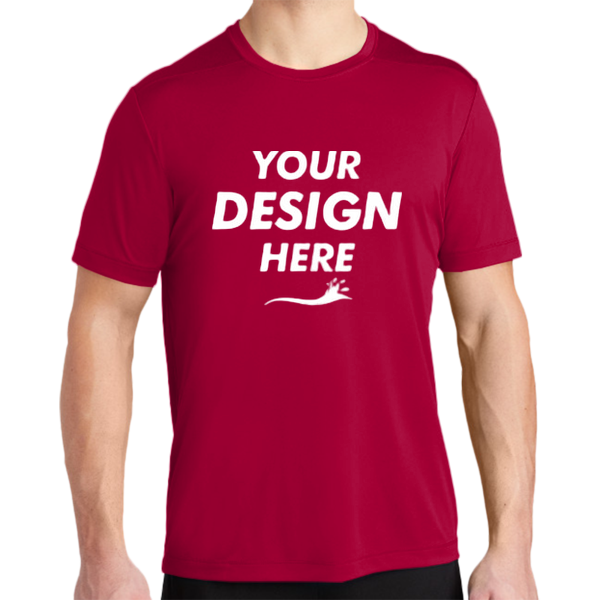 Sport Tek Posi UV ® Pro Tee, Deep Red, Front view, Mockup