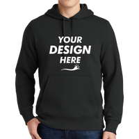 Sport Tek Pullover Hooded Sweatshirt, Black, Front view, Mockup